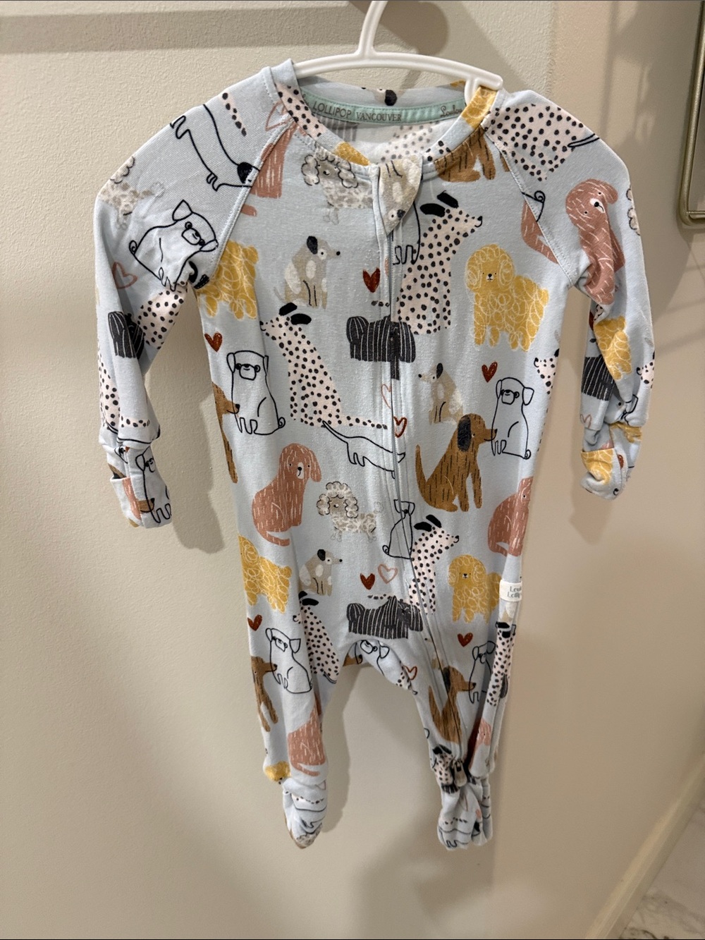 Loulou Lollipop 3-6 month Light Blue Dog Print Footed One-Piece